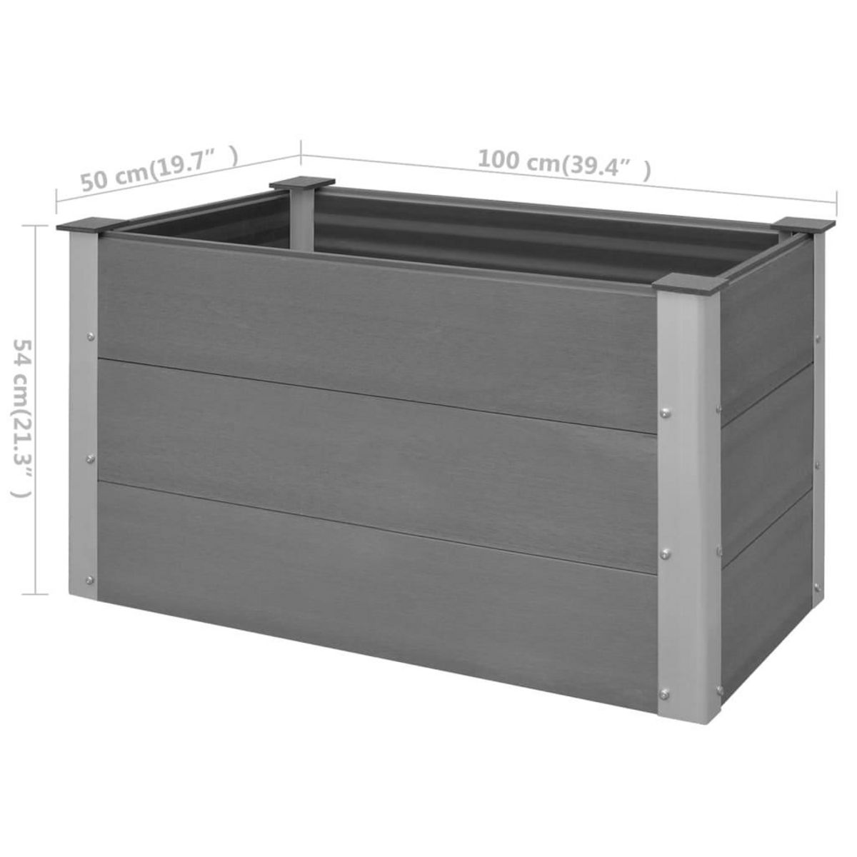 VIDAXL Lit sureleve de jardin WPC 100 x 50 x 54 cm Gris