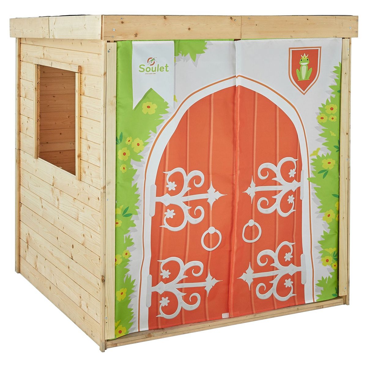 Soulet Cabane de jardin enfant - Bois avec rideaux en tissu - H1,32 m - PRINCESSE