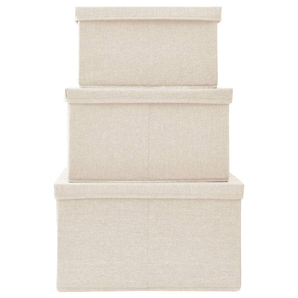 VIDAXL Boîtes de rangement empilables 3 pcs Tissu Creme