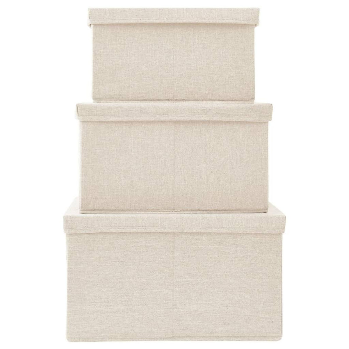 VIDAXL Boîtes de rangement empilables 3 pcs Tissu Creme
