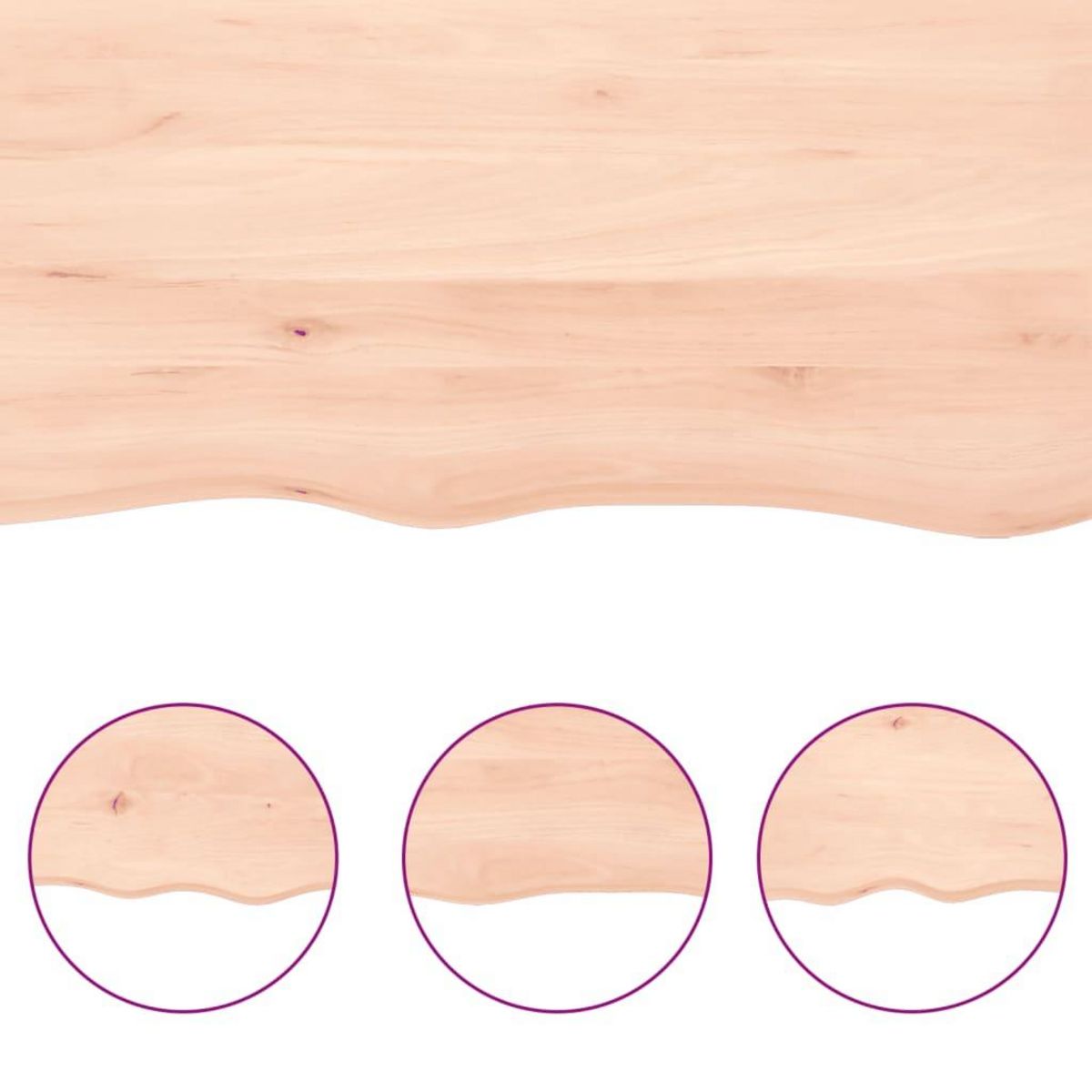 VIDAXL Dessus de table bois chene massif non traite bordure assortie