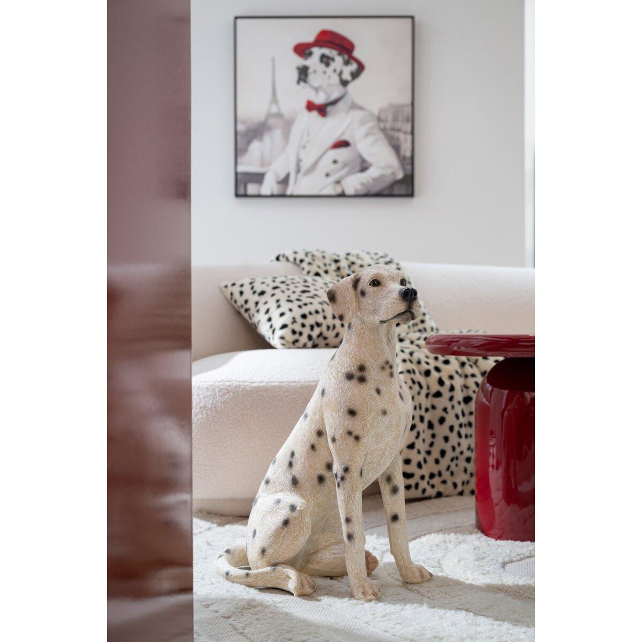 Voir la diapositive 6 : J-LINE Statuette déco dalmatien assis  bruna  35cm blanc