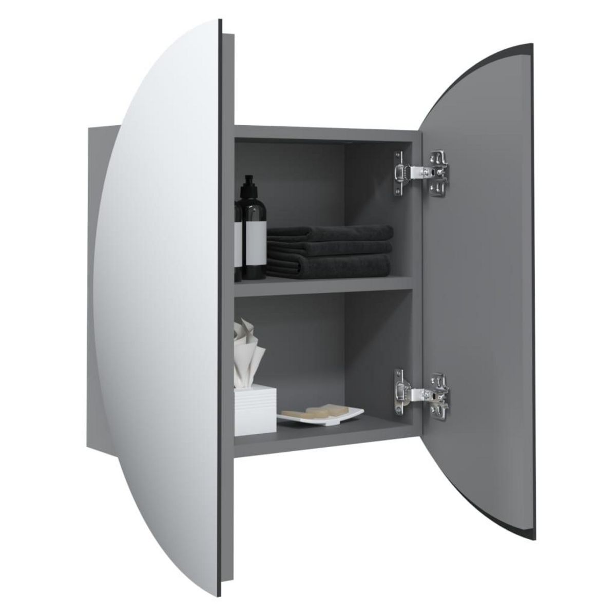 VIDAXL Armoire de salle de bain miroir rond et LED Gris 40x40x17,5 cm