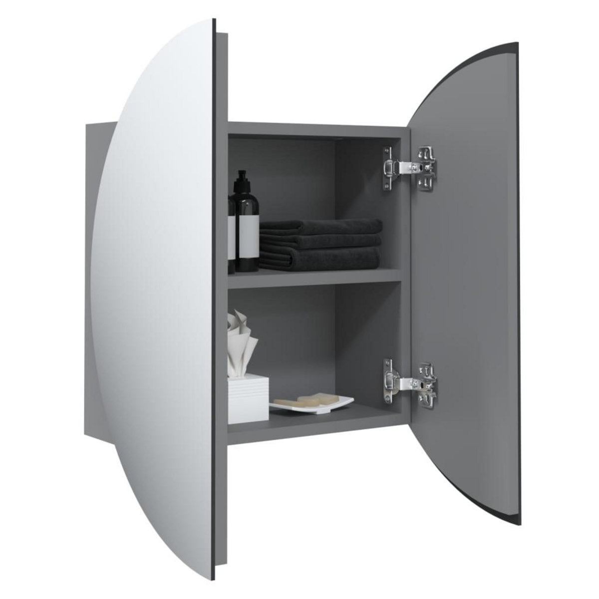VIDAXL Armoire de salle de bain miroir rond et LED Gris 40x40x17,5 cm