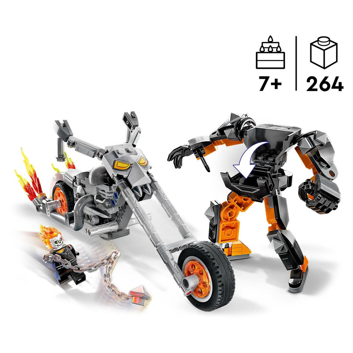 LEGO Marvel Super Heros 76245 Le robot et la moto de Ghost Rider, Jouet avec Figurine Super-Héros
