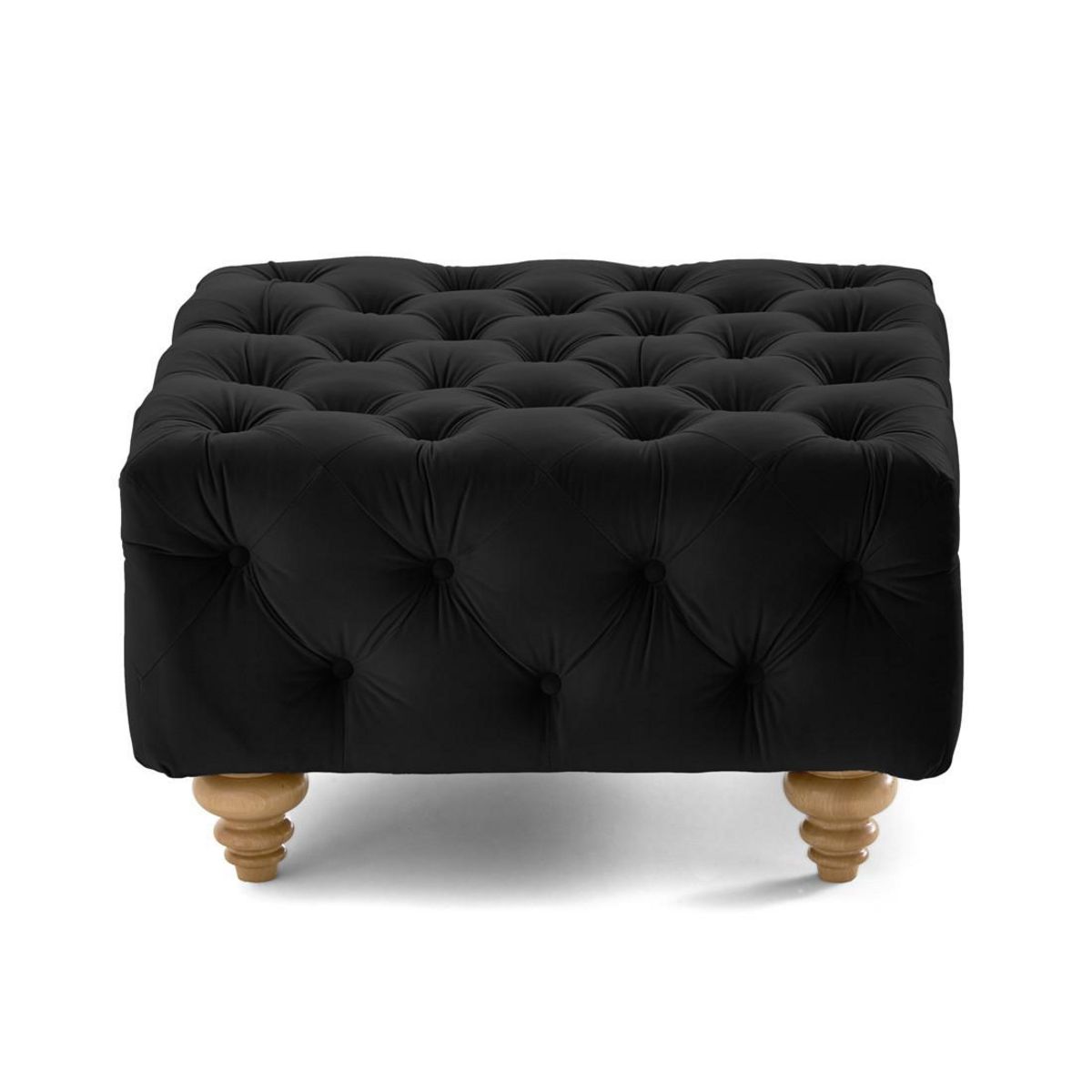 LISA DESIGN Walter - pouf chesterfield en velours - pieds bois