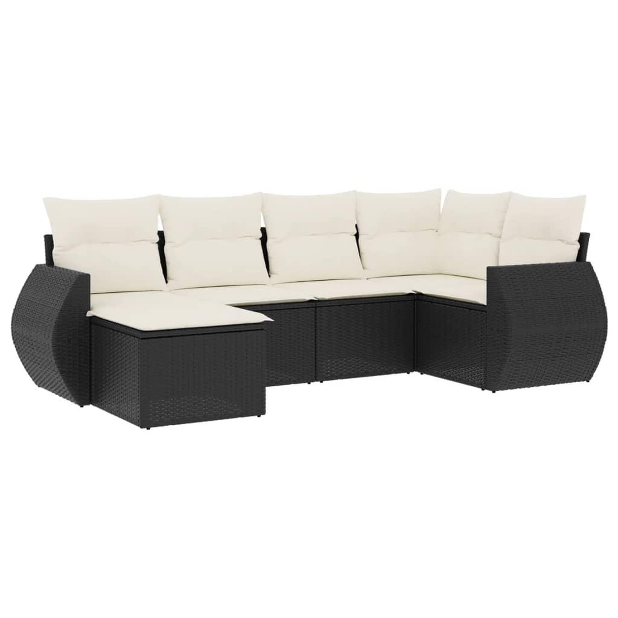 Voir la diapositive 2 : VIDAXL Salon de jardin 6 pcs avec coussins noir resine tressee