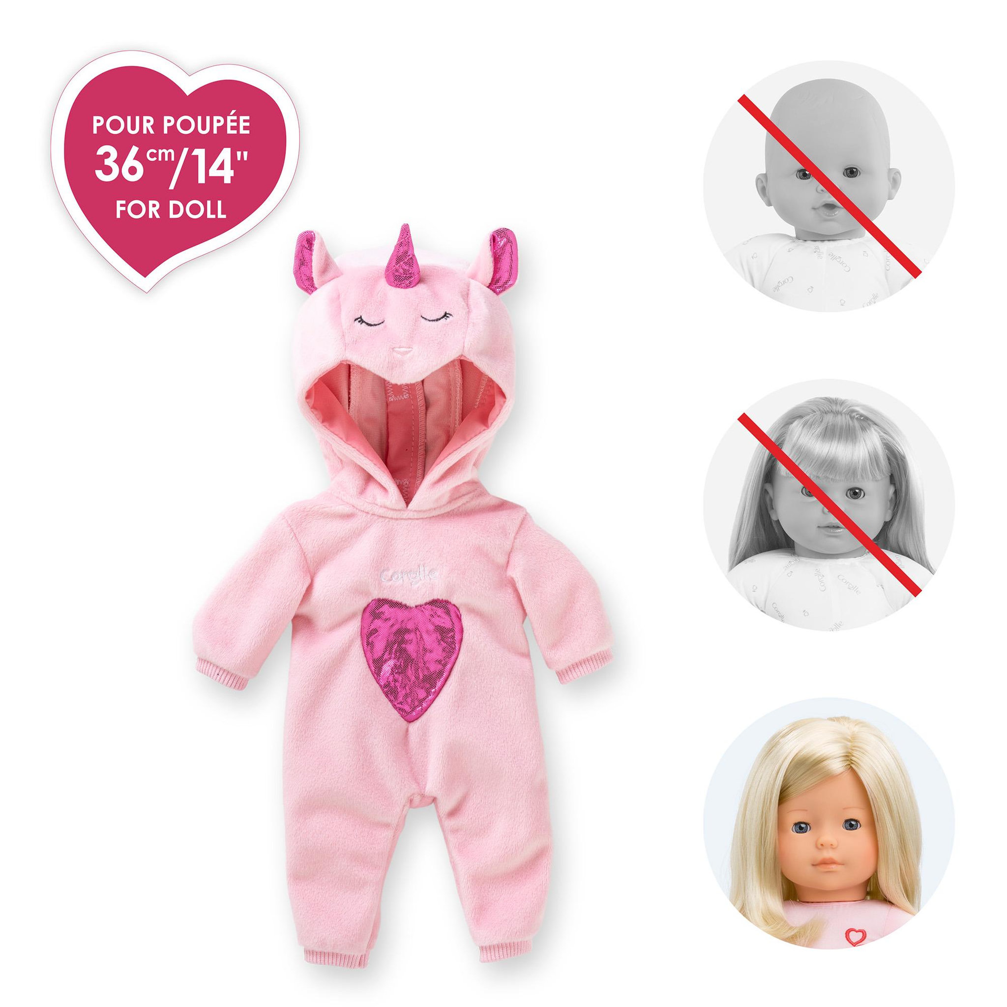 Voir la diapositive 4 : Corolle Pyjama Licorne Rose pour poupée ma Corolle