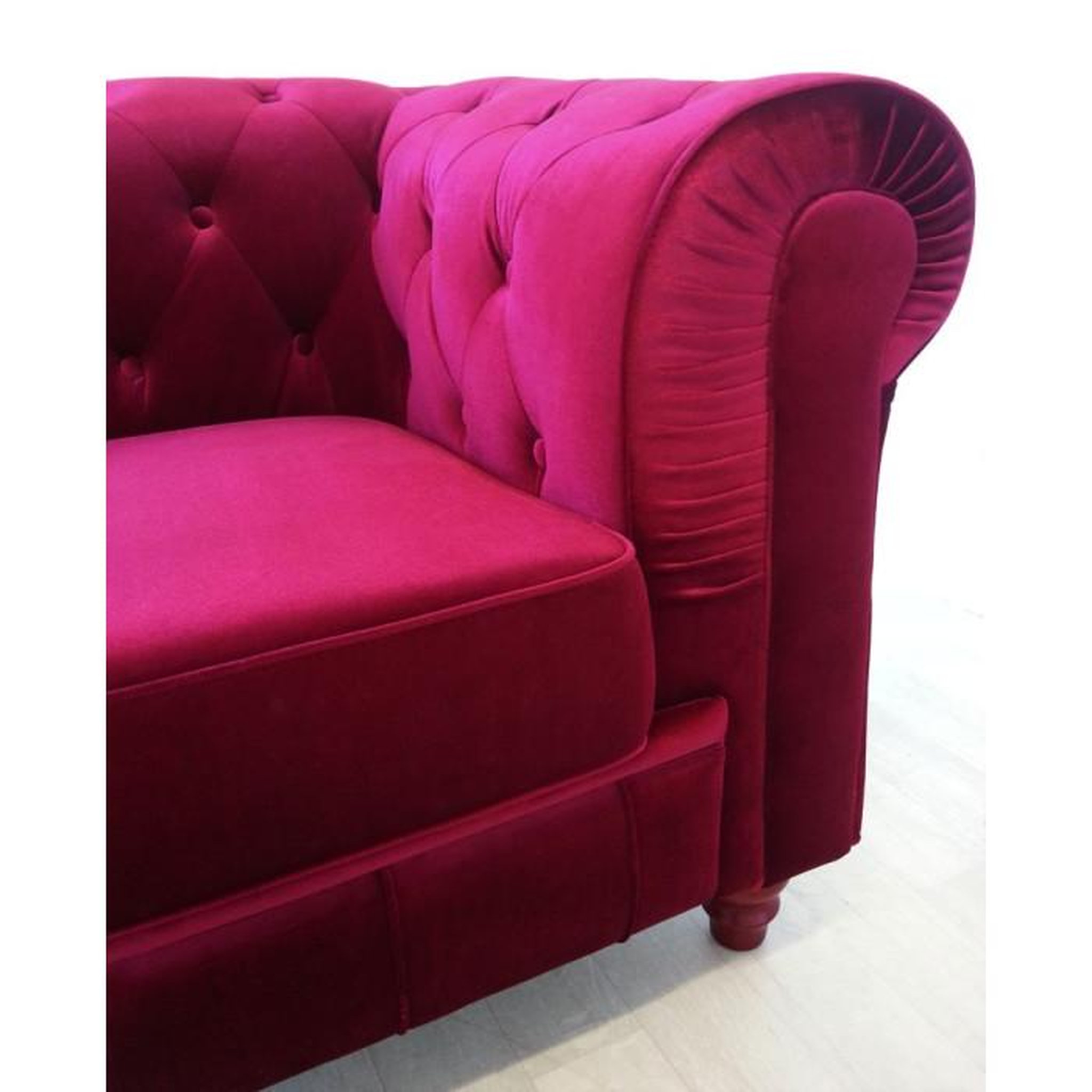 Voir la diapositive 4 : Paris Prix Fauteuil Design Velours  Chesterfield  111cm Rouge