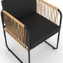 Voir la diapositive 6 : ID MARKET Lot de 4 chaises de jardin RIO structure métal noir, cordage effet rotin clair et coussins noirs