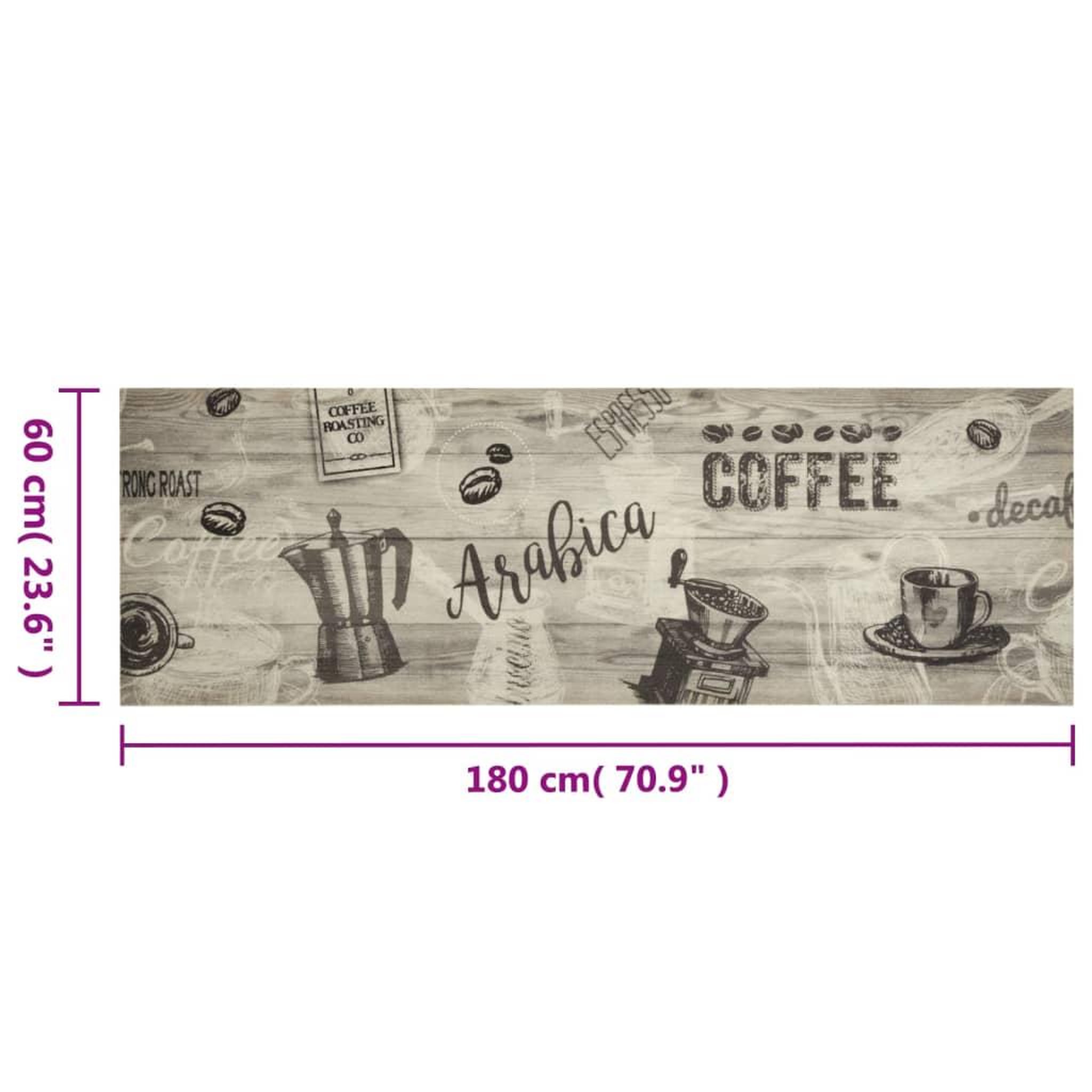 Voir la diapositive 5 : VIDAXL Tapis de cuisine lavable imprime cafe gris 60x180 cm velours
