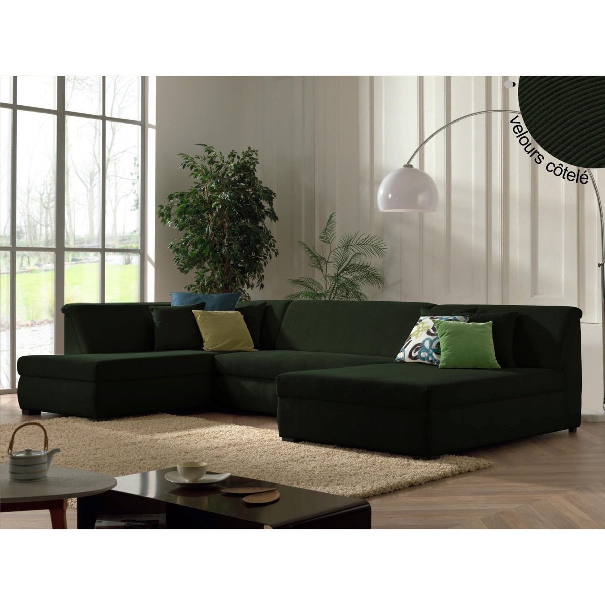 LISA DESIGN Malcom - canapé panoramique d'angle gauche - en velours côtelé