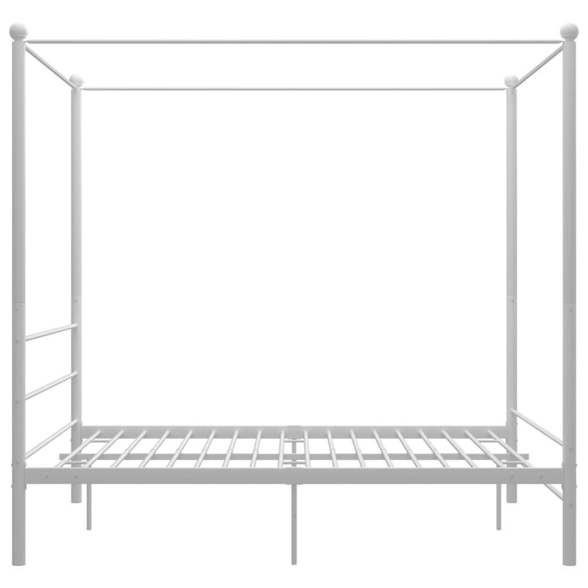 VIDAXL Cadre de lit a baldaquin sans matelas blanc 160x200 cm metal