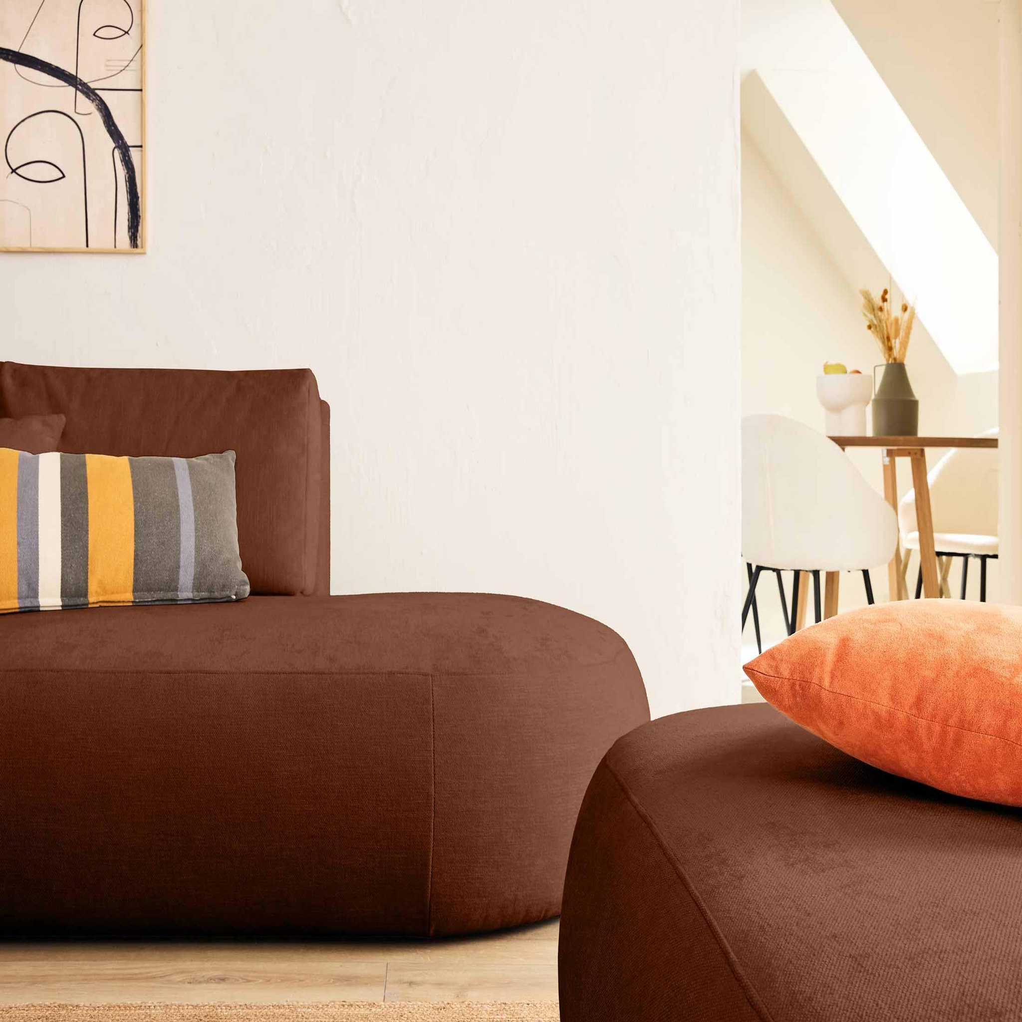 Voir la diapositive 2 : LISA DESIGN Santorini - canapé modulable d'angle gauche + pouf - 4 places - en tissu texturé