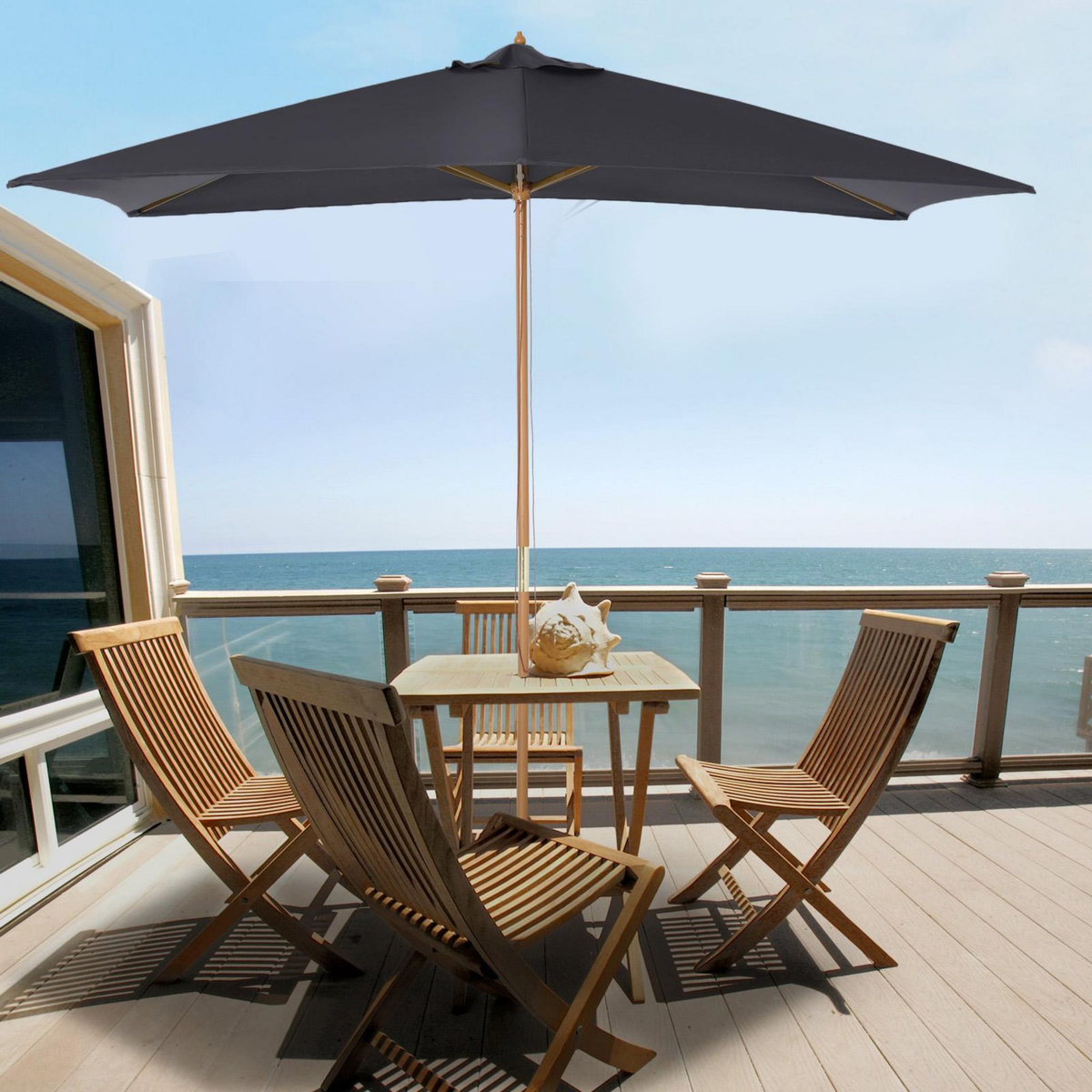 OUTSUNNY Parasol droit rectangulaire de jardin grande taille dim. 3L x 2l x 2,5H m anthracite