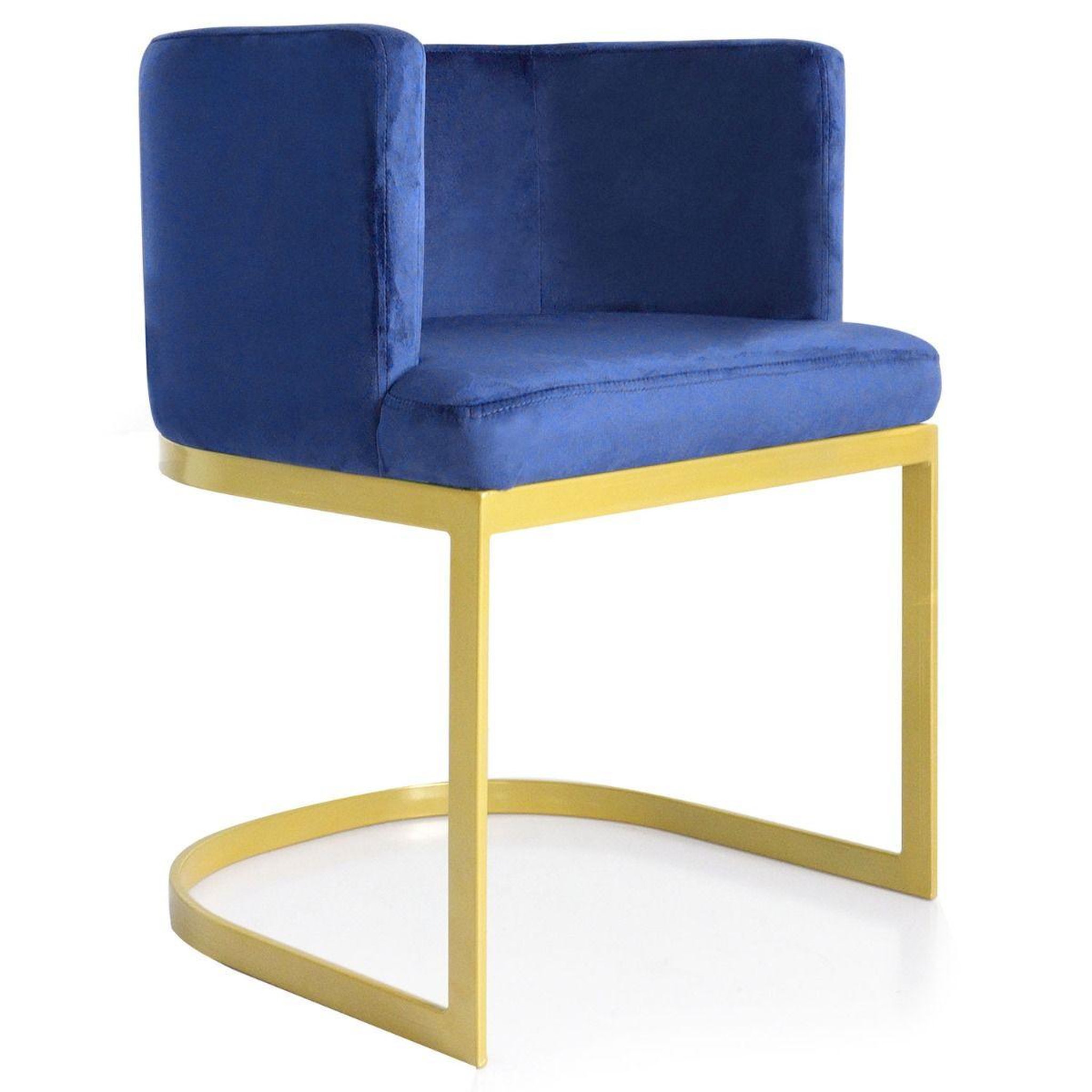 Paris Prix Chaise design en velours  noemy  75cm bleu & or