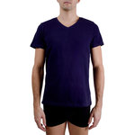PIERRE CARDIN T-shirt homme en col v avec broderie sur la poitrine. Coloris disponibles : Bleu