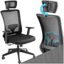 Voir la diapositive 1 : tectake Fauteuil de bureau forme ergonomique avec soutien lombaire et appuie-tête réglables noir