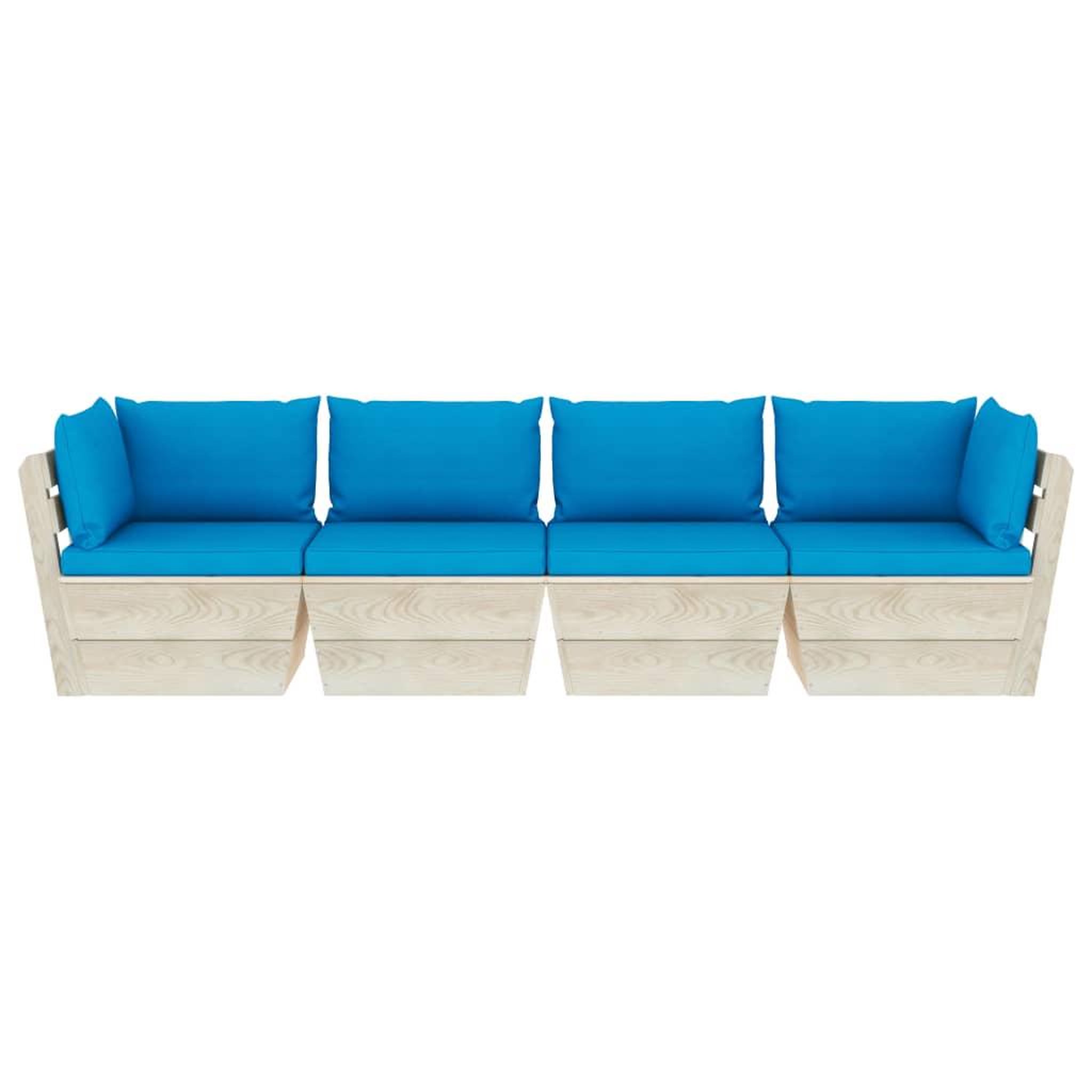 Voir la diapositive 3 : VIDAXL Canape palette a 4 places de jardin avec coussins Bois d'epicea