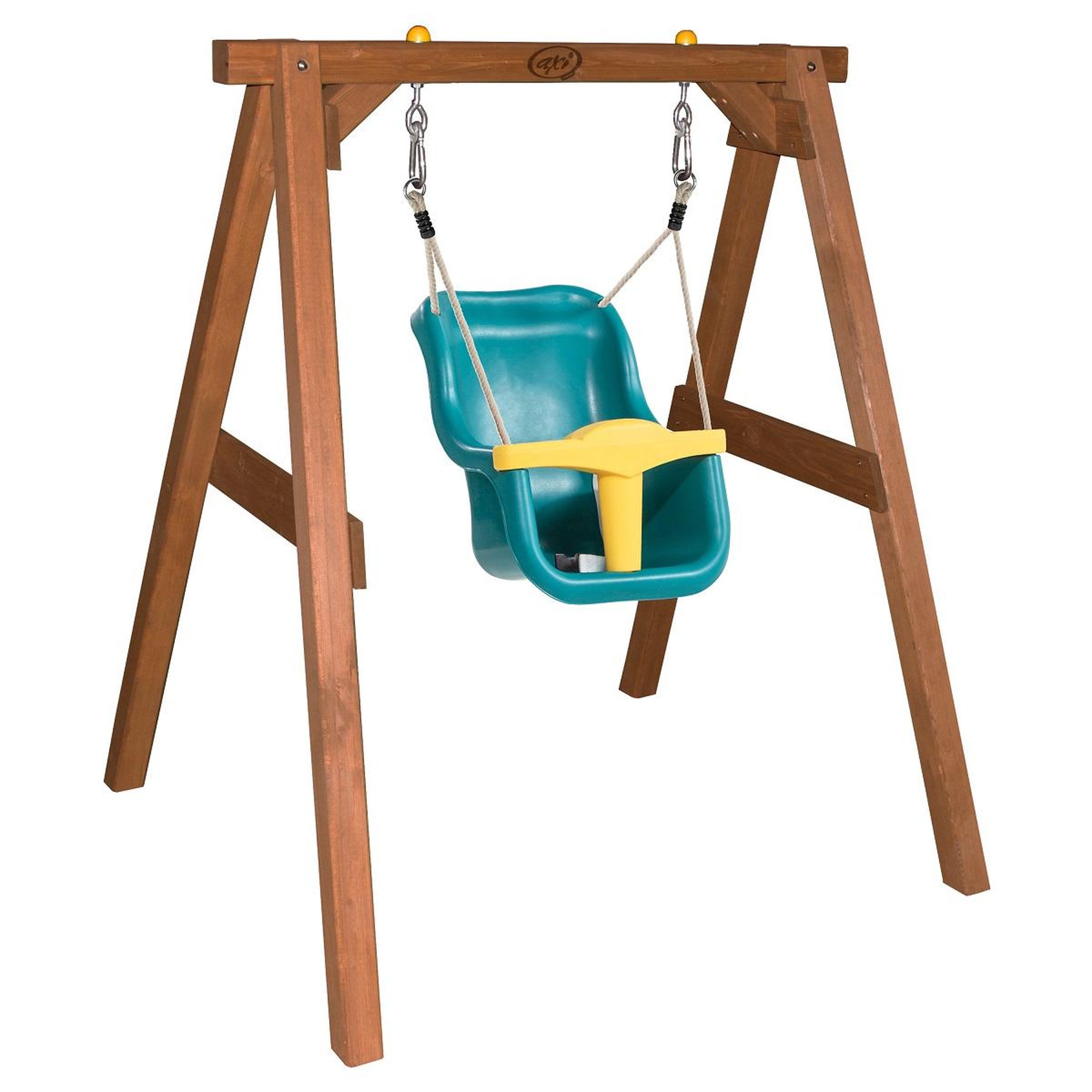 Voir la diapositive 1 : PRAGMA Portique balançoire avec siège-bébé-bois- H1m34