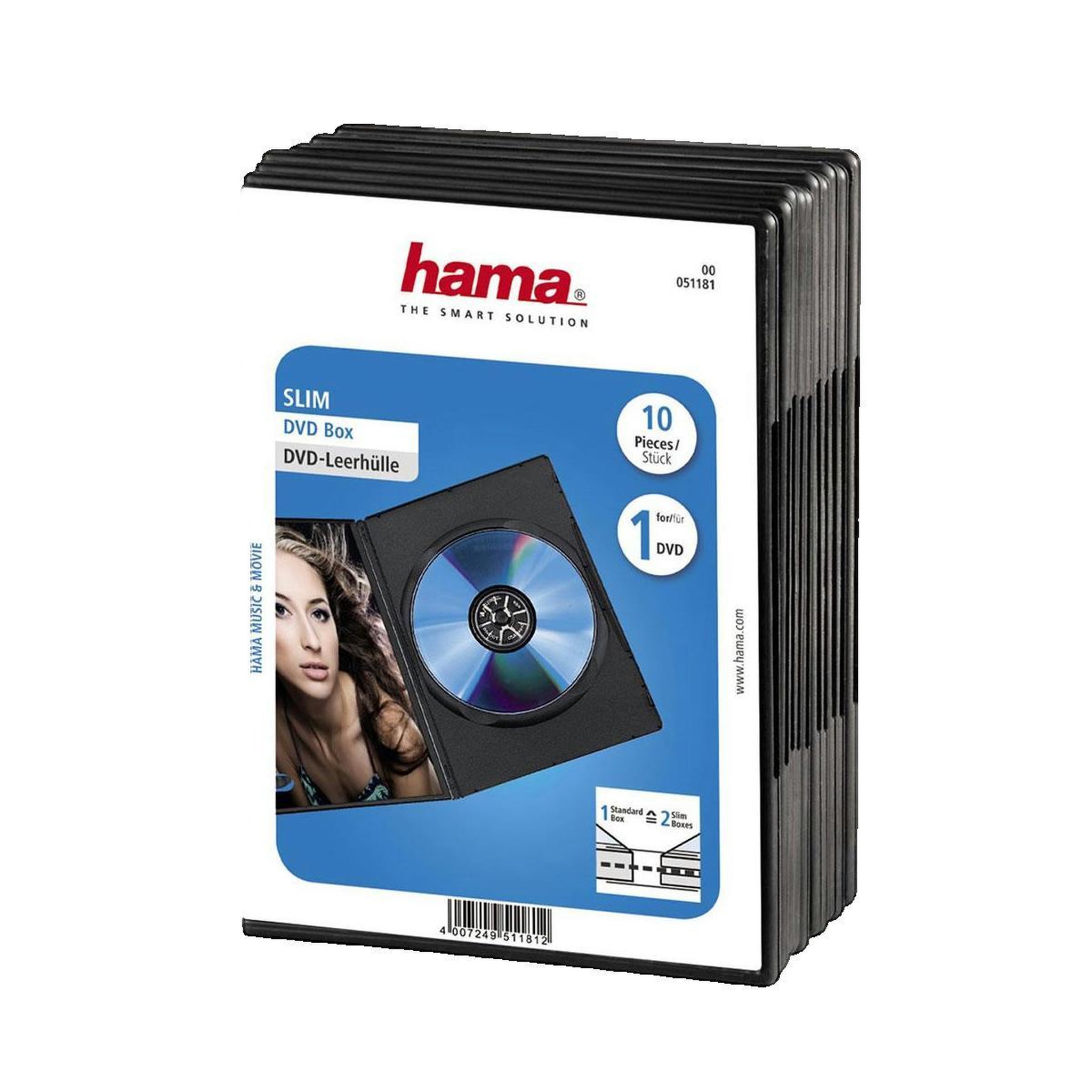Voir la diapositive 2 : Hama Boîtier DVD Hama DVD Slim noir pack de 10 unités