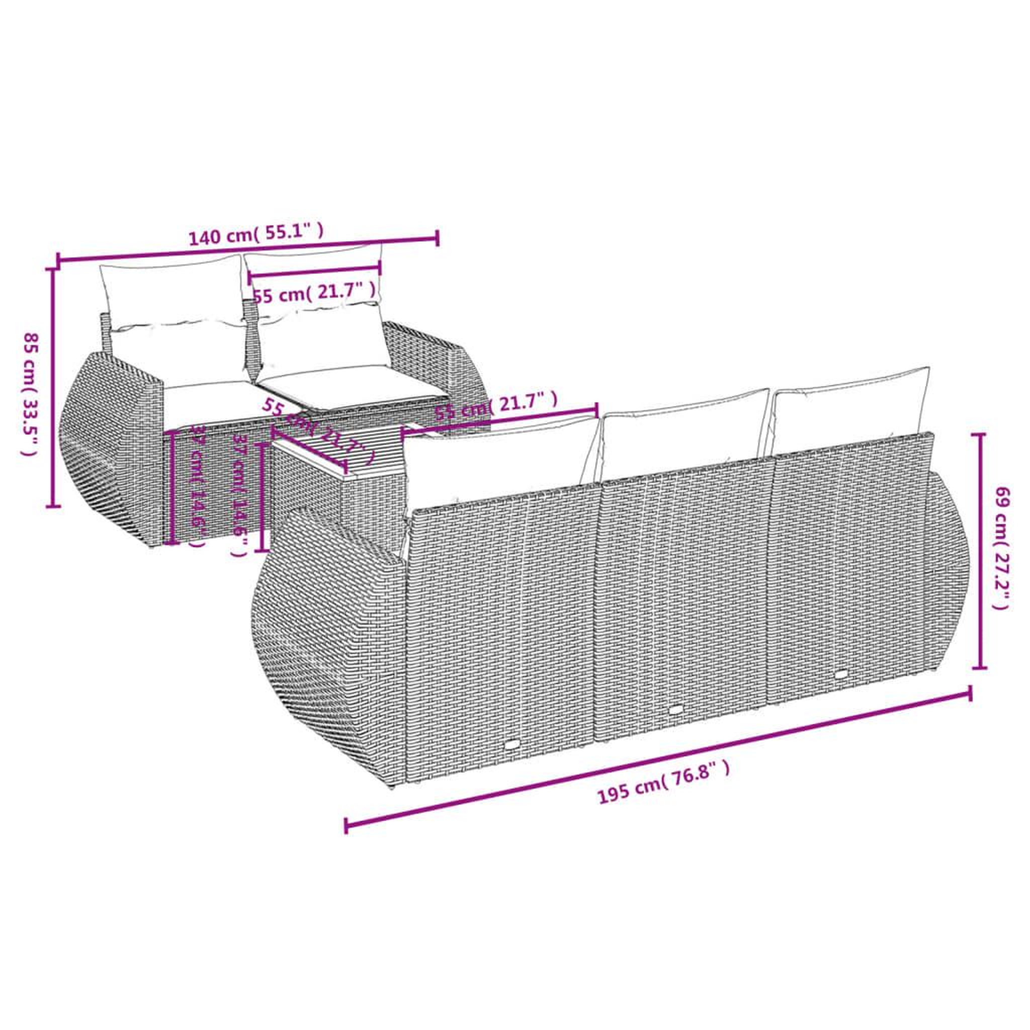 Voir la diapositive 6 : VIDAXL Salon de jardin avec coussins 6 pcs beige resine tressee