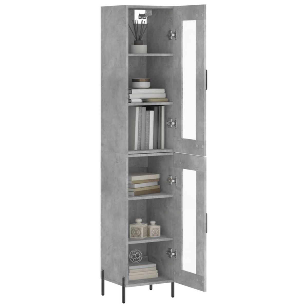 VIDAXL Buffet haut Gris beton 34,5x34x180 cm Bois d'ingenierie
