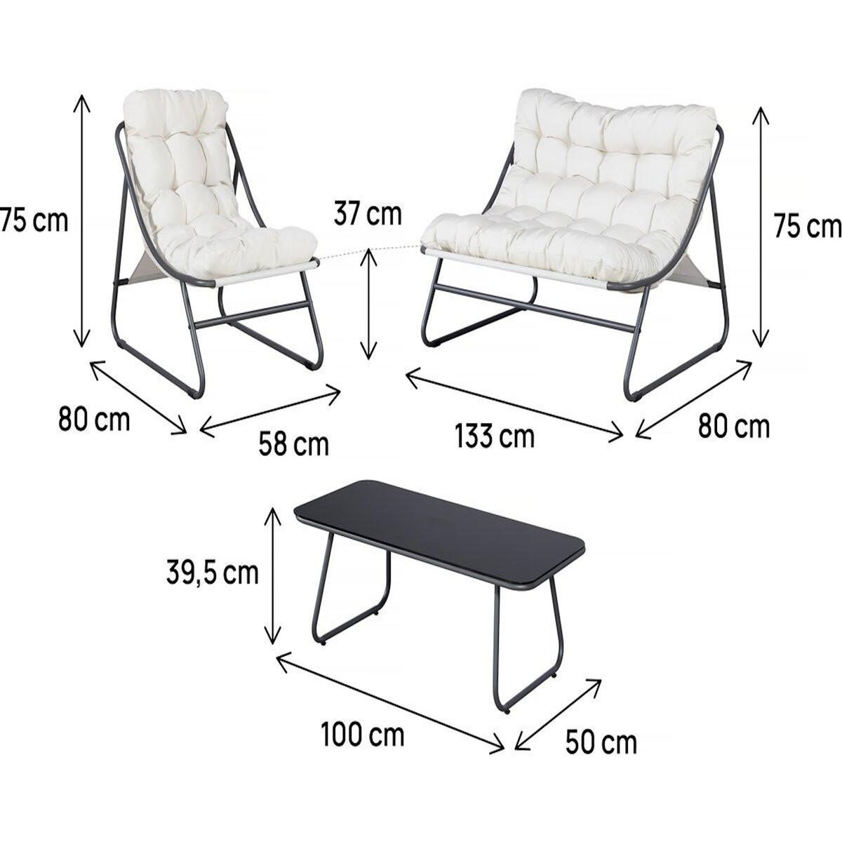 Habitat et Jardin Salon de jardin en métal avec coussins  Aria  - 4 places - Beige