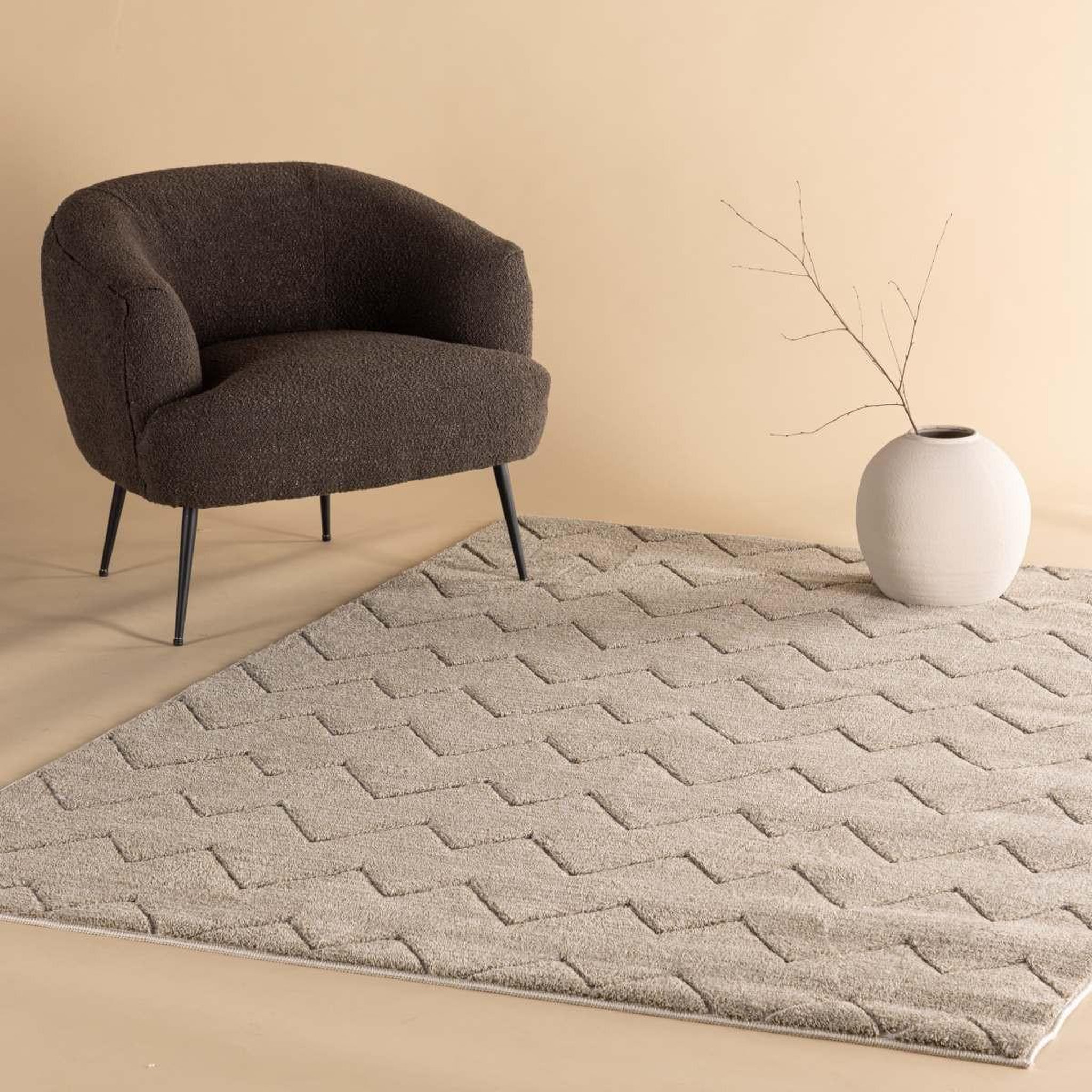 Voir la diapositive 3 : Paris Prix Tapis déco  fia  160x230cm marron