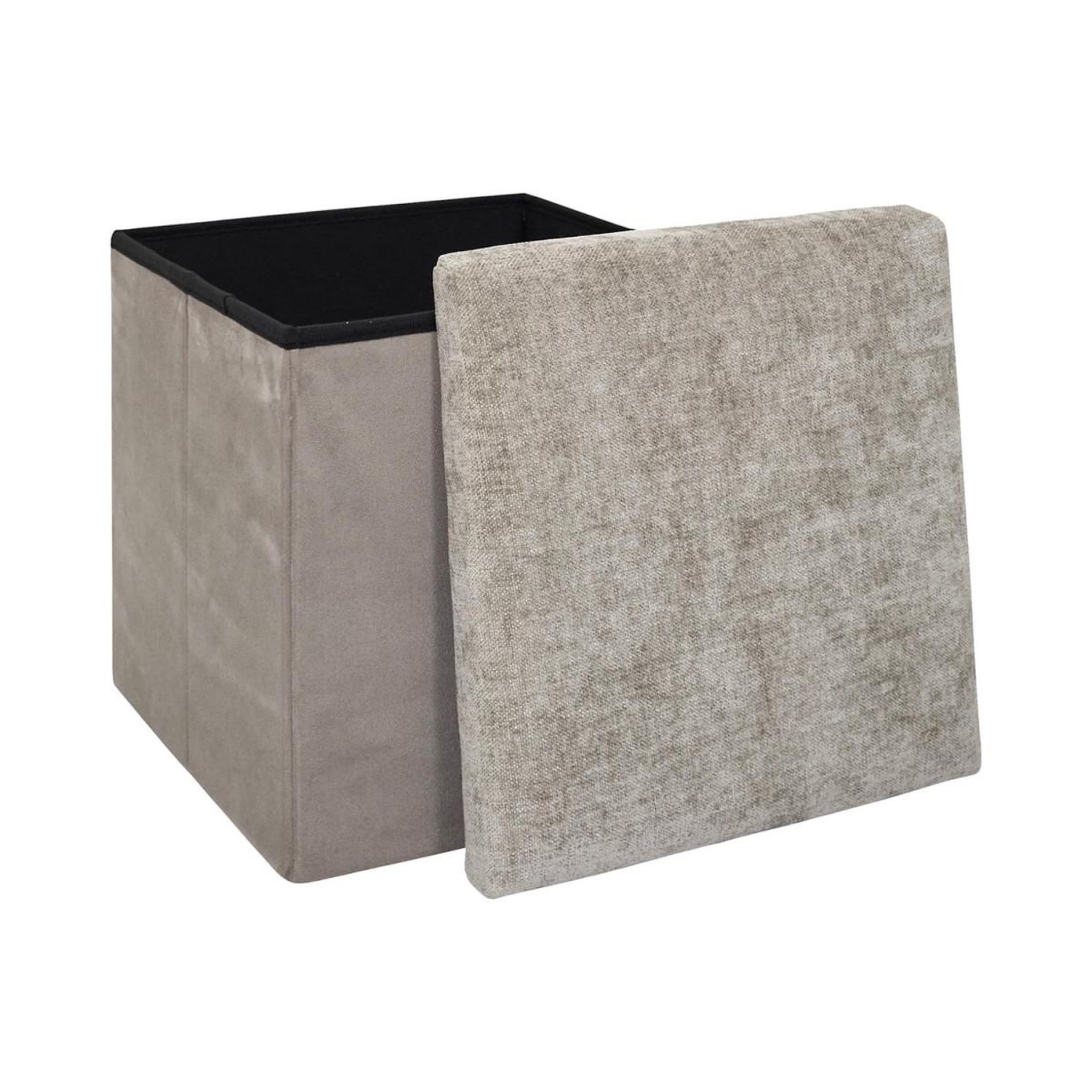 Voir la diapositive 3 : The Home Deco Factory Pouf coffre de rangement  emilia  38cm taupe