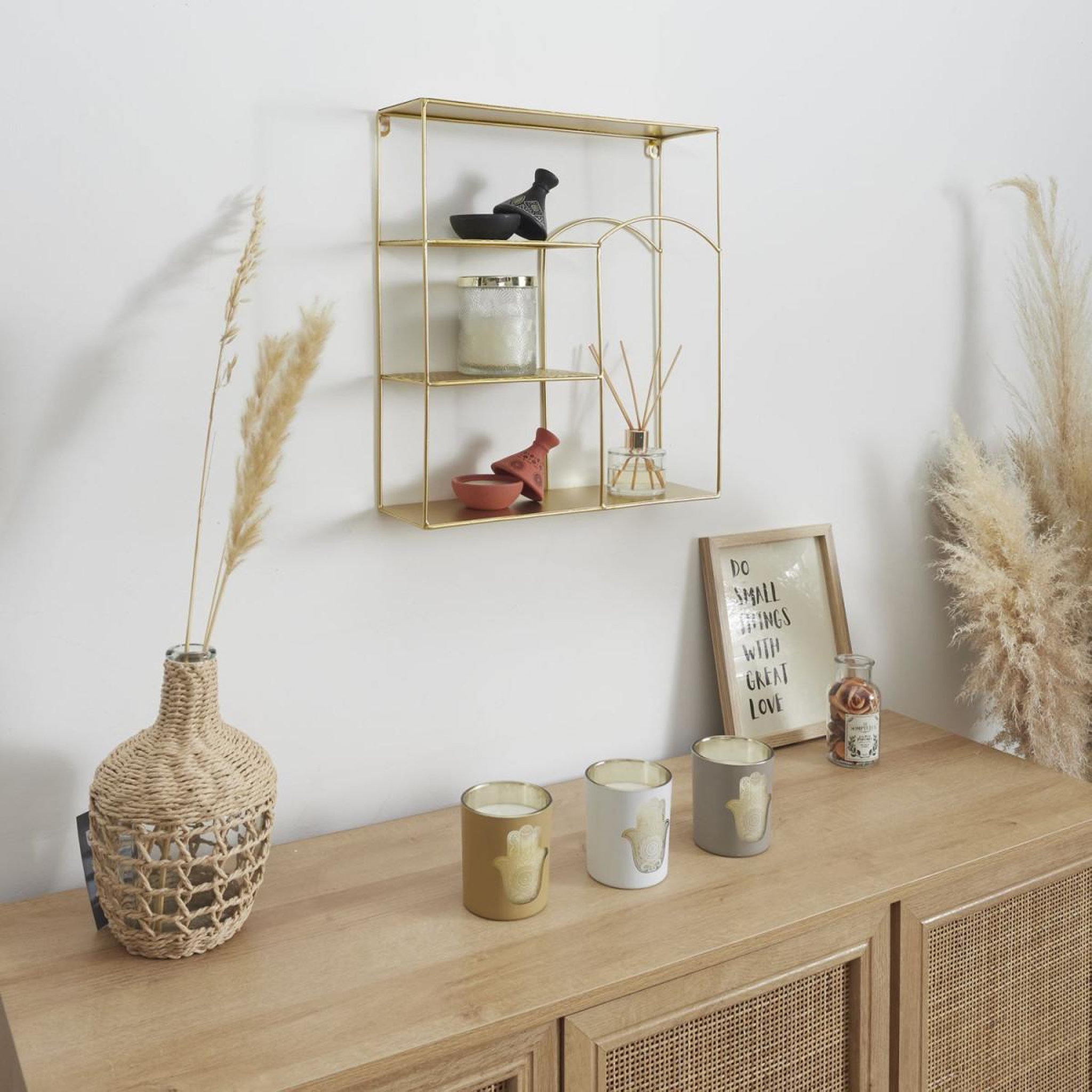 Voir la diapositive 5 : The Home Deco Factory Étagère murale en métal martelé  alia  45cm or