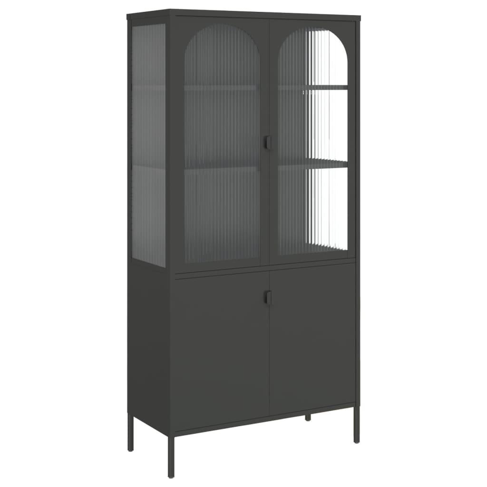 Voir la diapositive 2 : VIDAXL Buffet haut noir 90x40x180 cm verre et acier