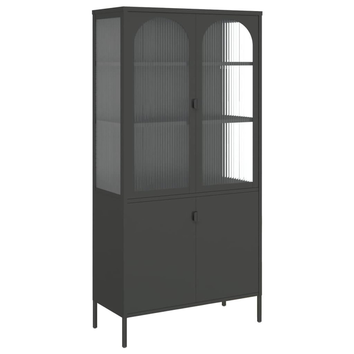 VIDAXL Buffet haut noir 90x40x180 cm verre et acier
