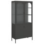 Voir la diapositive 2 : VIDAXL Buffet haut noir 90x40x180 cm verre et acier