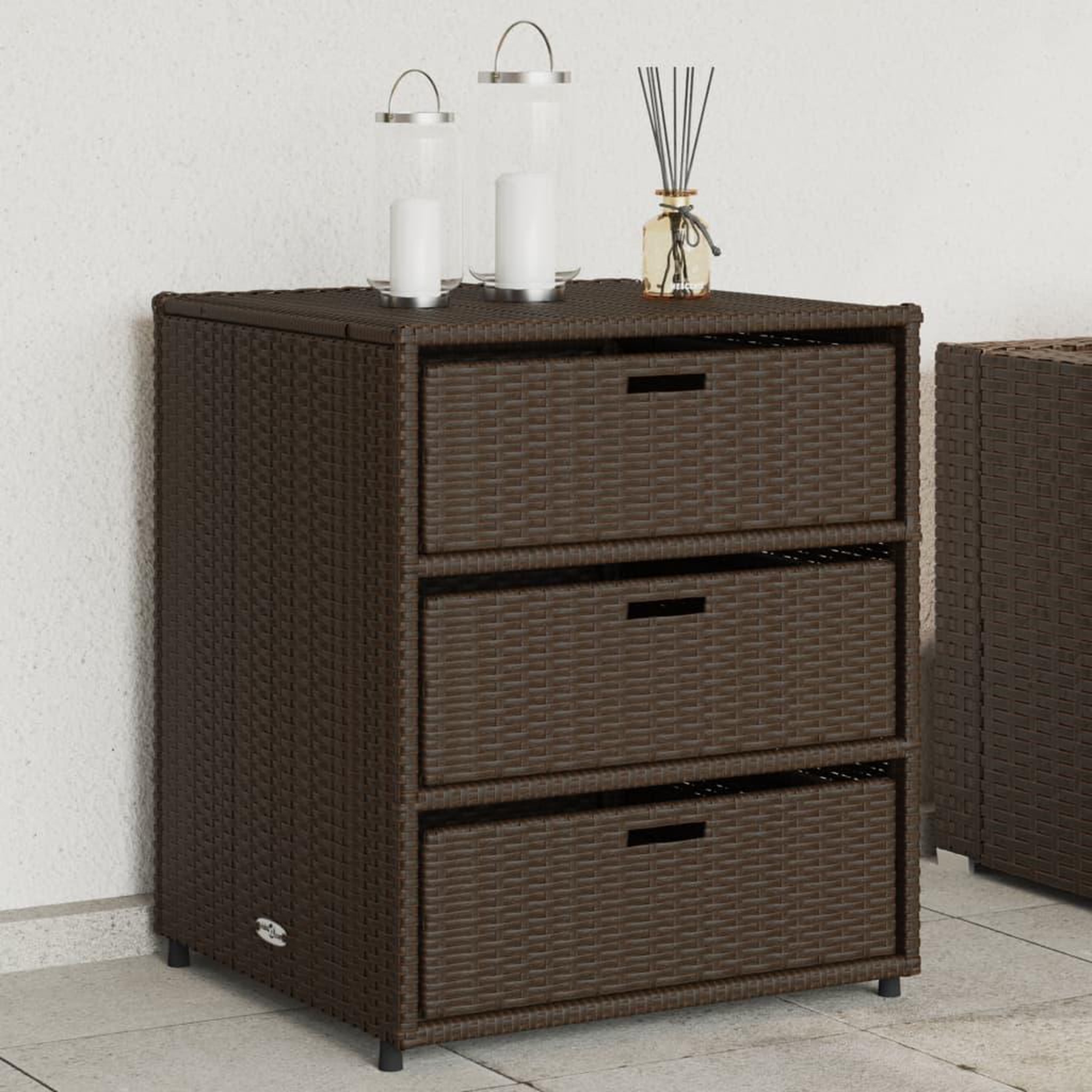VIDAXL Armoire de rangement de jardin marron 55x59x69cm resine tressee