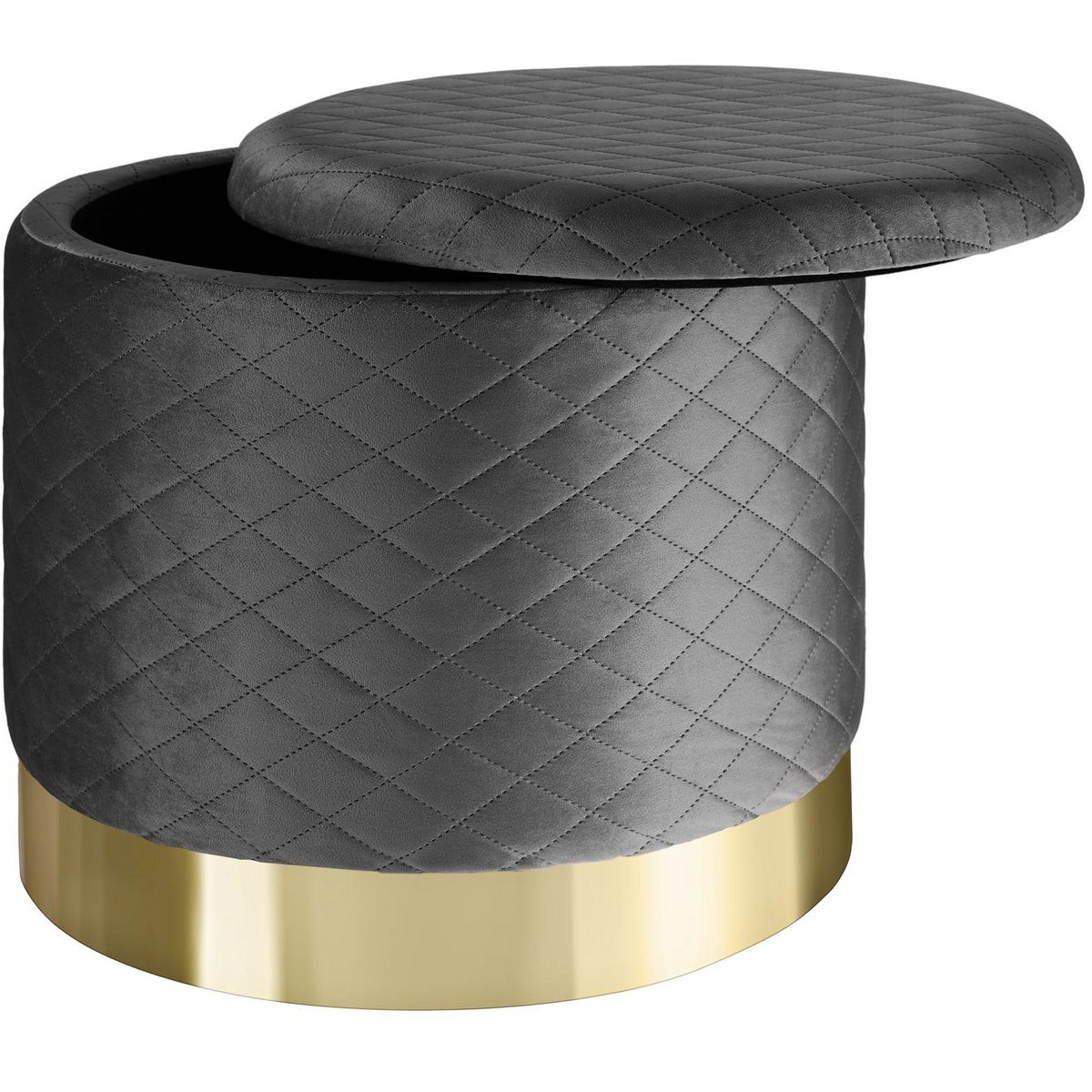 tectake Pouf coffre de rangement aspect velours COCO matelassé