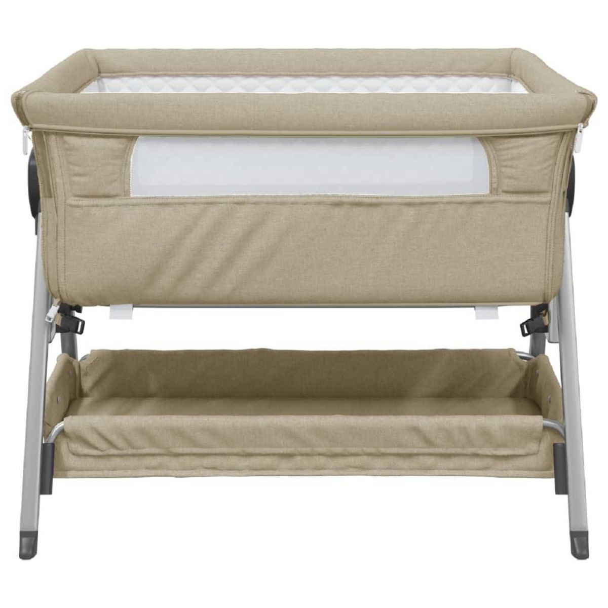 VIDAXL Lit pour bebe avec matelas Taupe Tissu de lin