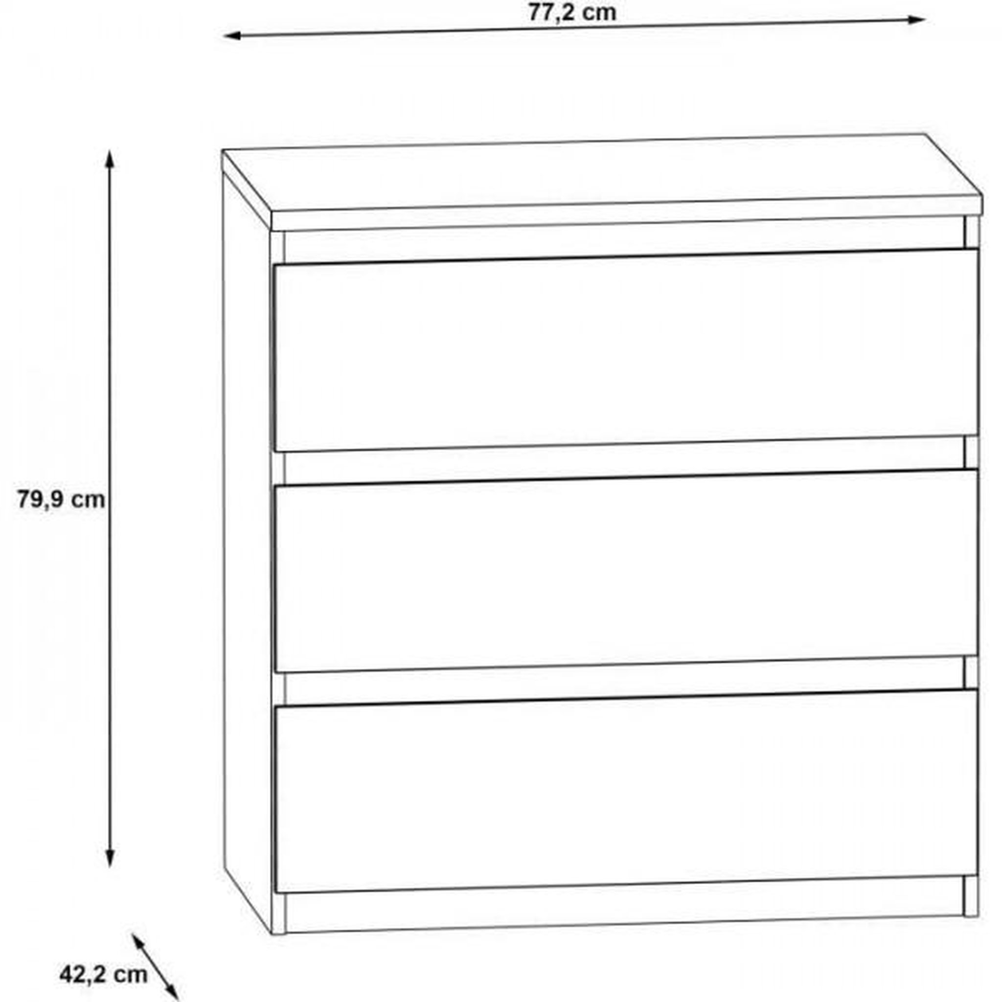 Voir la diapositive 4 : MARKET24 Commode CHELSEA 3 Tiroirs - Couleur blanc/béton clair - L 77,2 x P 42 x H 79,9 cm