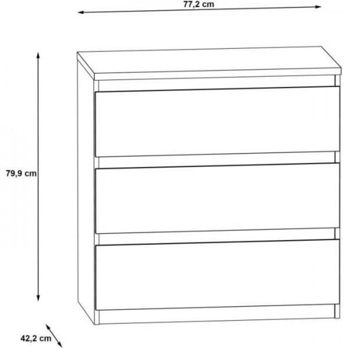 MARKET24 Commode CHELSEA 3 Tiroirs - Couleur blanc/béton clair - L 77,2 x P 42 x H 79,9 cm