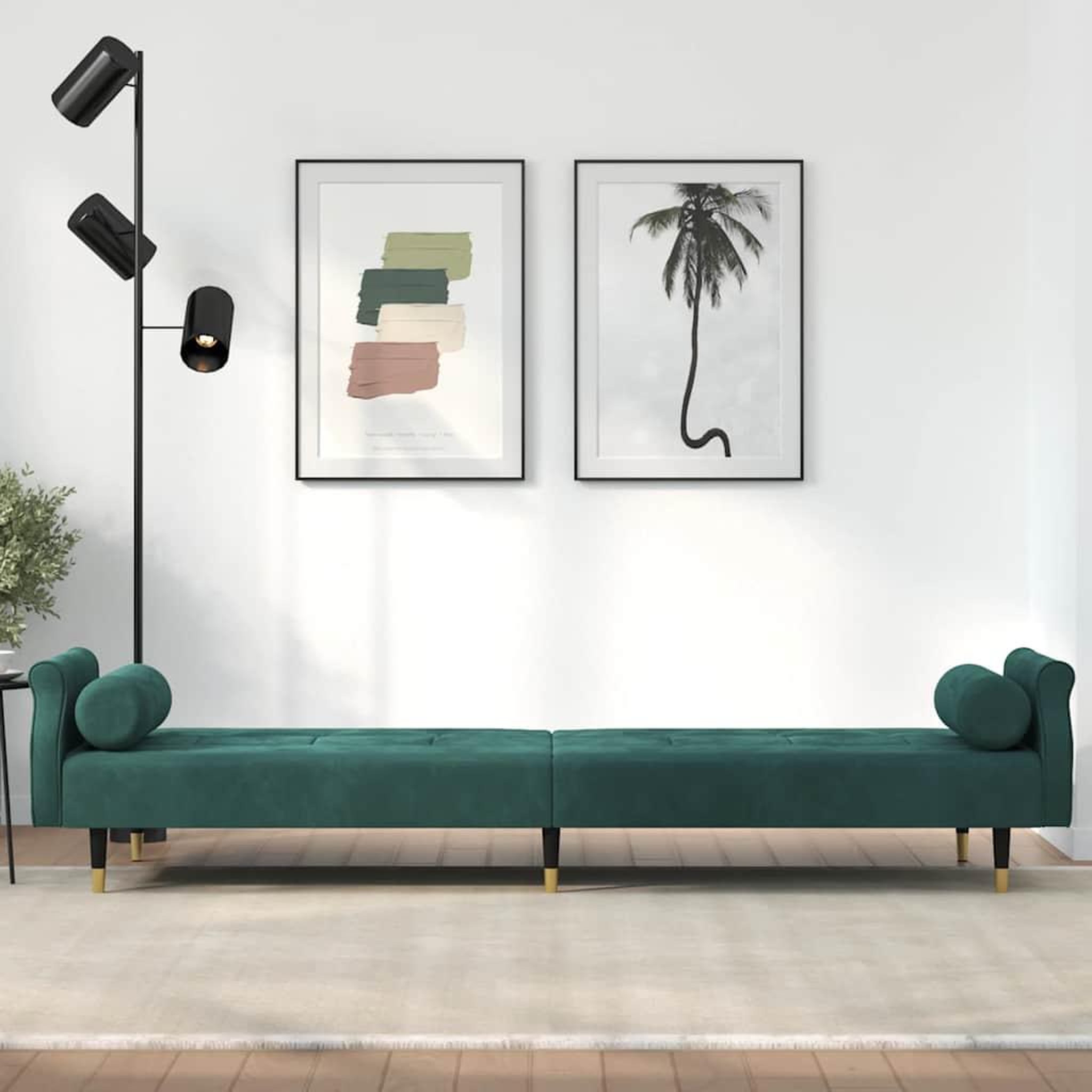 Voir la diapositive 3 : VIDAXL Canape-lit avec coussins vert fonce velours