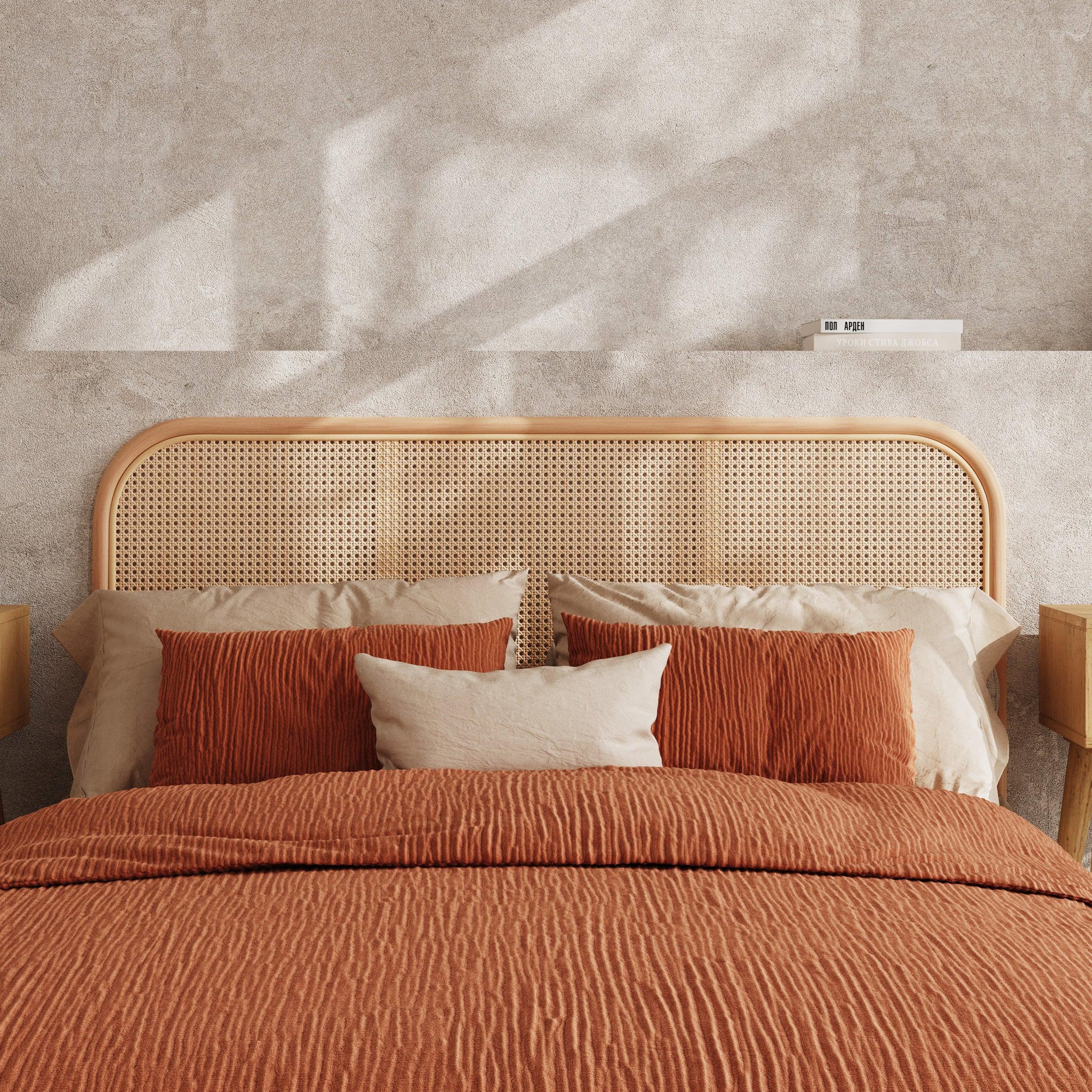 Voir la diapositive 2 : MAISON PAVANE Tête de lit en rotin et cannage 140 cm-naïra