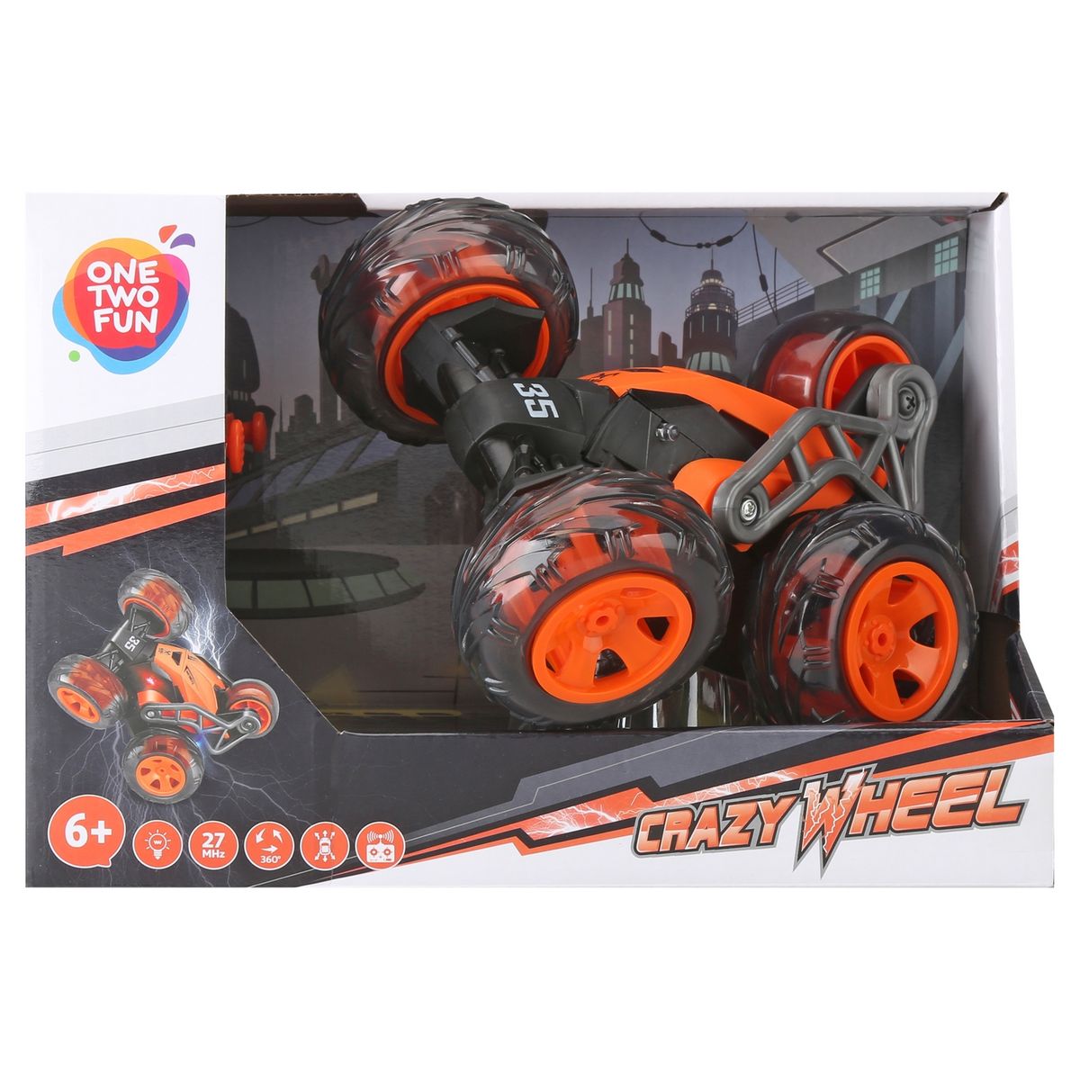 One Two Fun Voiture radiocommandée orange Crazy Wheel
