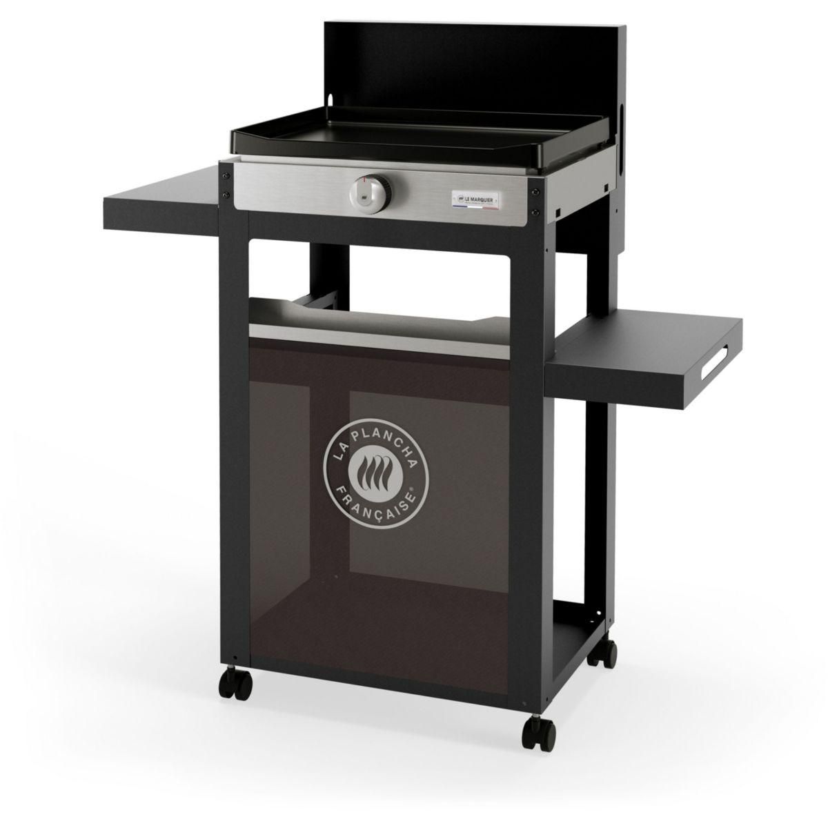 Le marquier Plancha électrique 150 DUO noir gris sur chariot, 50x35 cm