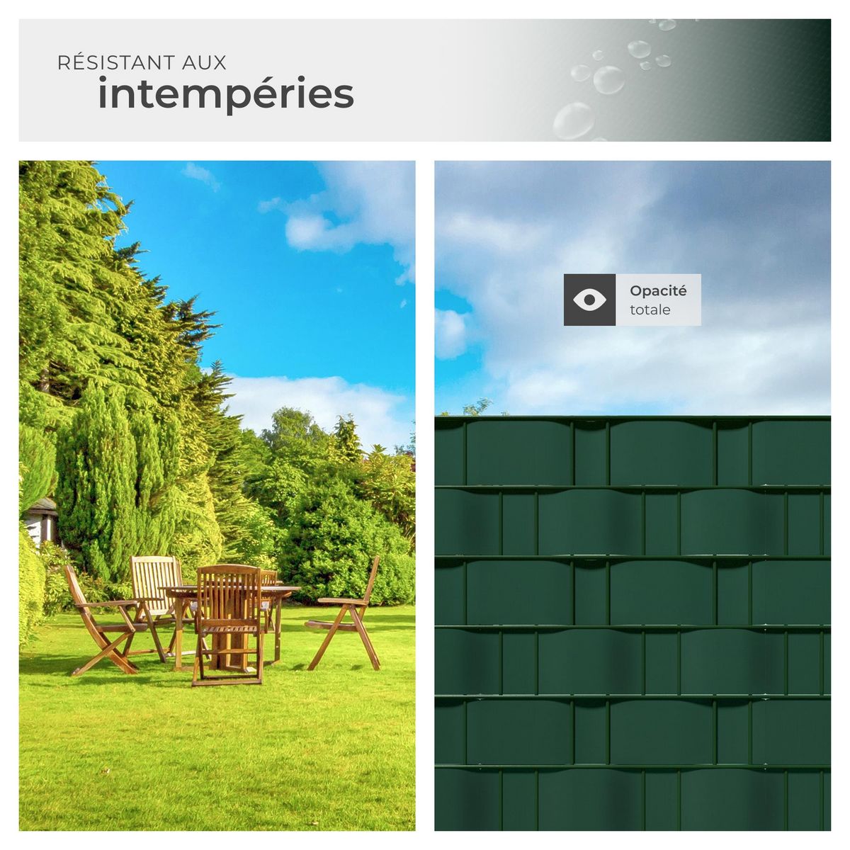 tectake Bandes brise-vue PVC pour clôtures à barreaux simples et doubles vert