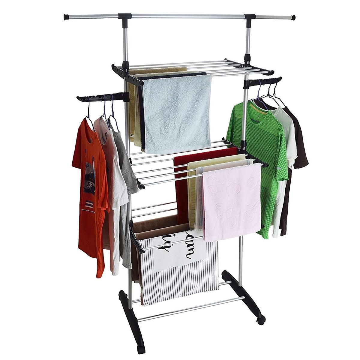 BATIMEX Séchoir à linge étendoir multifonction 18M ULTIMA 3 niveaux Noir et inox