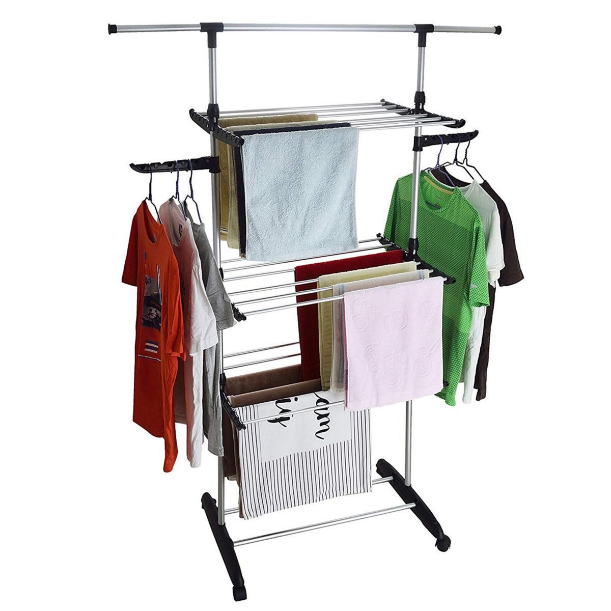 BATIMEX Séchoir à linge étendoir multifonction 18M ULTIMA 3 niveaux Noir et inox