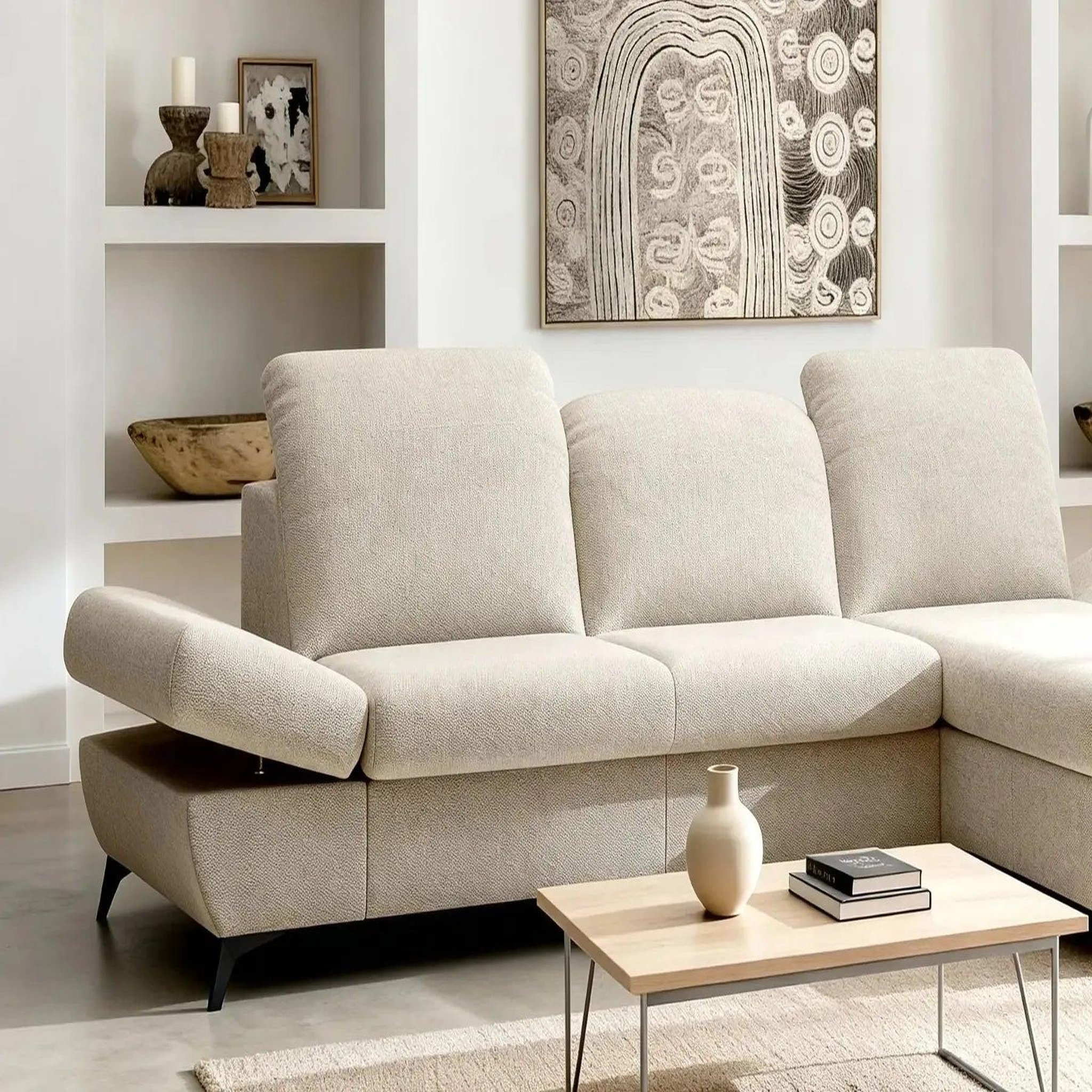 Voir la diapositive 3 : CASANOVA PARIS Livia - canapé d'angle convertible tissu chiné