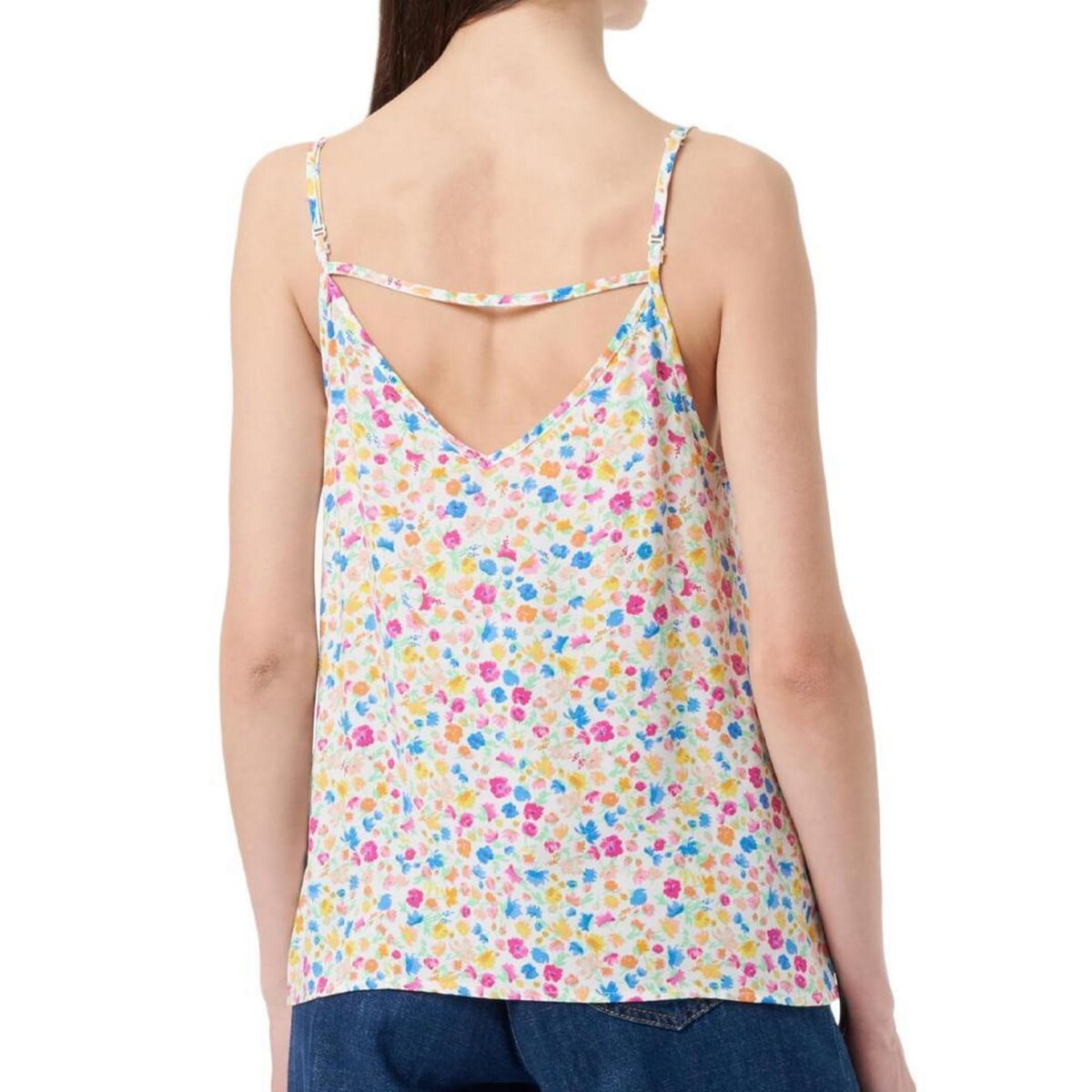 Only Débardeur Blanc/Rose à Motifs Femme Nova