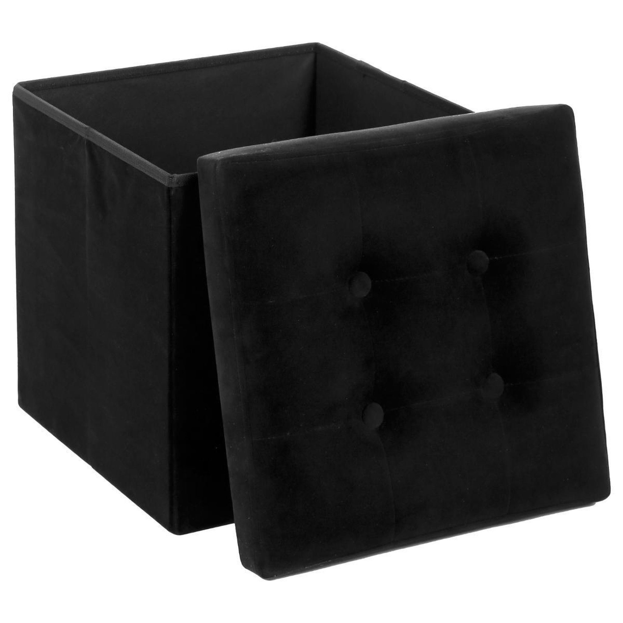 Voir la diapositive 2 : ATMOSPHERA Pouf pliable velours  lysandre  38cm noir
