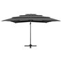 Voir la diapositive 3 : VIDAXL Parasol de jardin a 4 niveaux avec mat en aluminium anthracite
